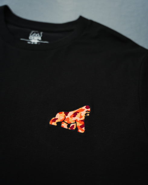 Women’s Orange Camo Gorilla Embroidered Organic Cotton T-Shirt