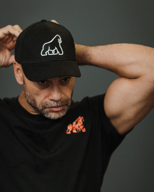 Men’s Black 3D Gorilla Embroidered Cotton Baseball Cap