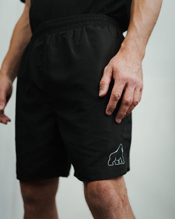 Black Gorilla Printed Gym Shorts - Unisex