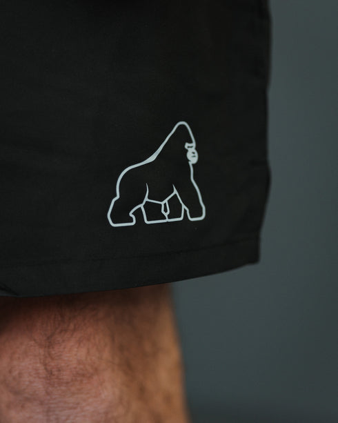 Black Gorilla Printed Gym Shorts - Unisex