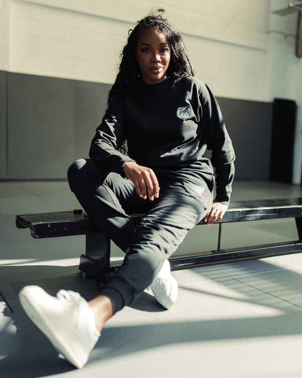 Women’s Black Gorilla Embroidered Organic Cotton Joggers