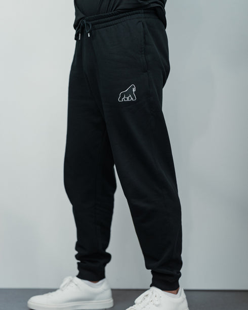 Women’s Black Gorilla Embroidered Organic Cotton Joggers