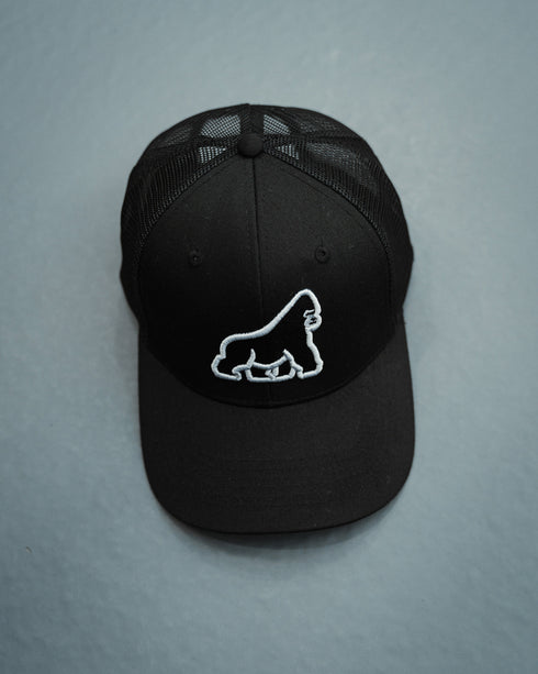 Black 3D Gorilla Embroidered Trucker Cap - Unisex